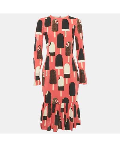 Pre-Owned Dolce & Gabbana Women's Gelato Popsicle-Print Silk Charmeuse Dress