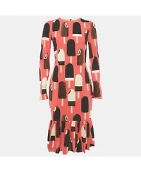 Pre-Owned Dolce & Gabbana Women's Gelato Popsicle-Print Silk Charmeuse Dress