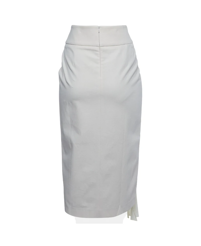 Pre-Owned Brunello Cucinelli Women's Cotton Pleat Detail Midi Skirt