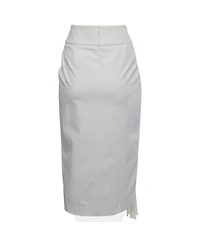 Pre-Owned Brunello Cucinelli Women's Cotton Pleat Detail Midi Skirt