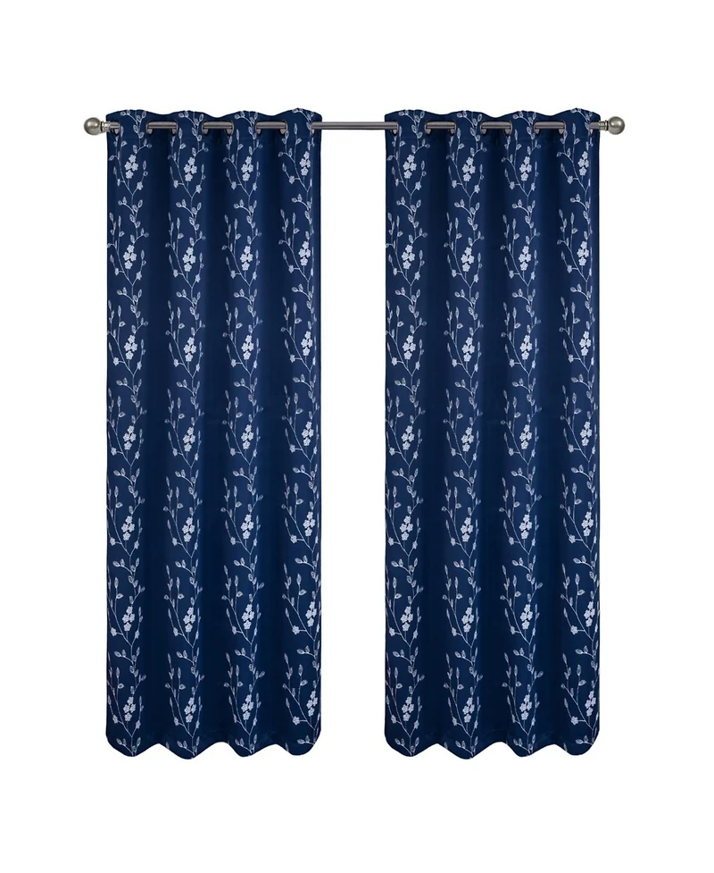 Rt Designers Collection Rt Designer Collection Lilian Embroidered Blackout Luxurious Decorative Grommet Curtain Panel