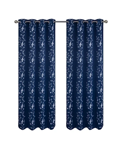 Rt Designers Collection Rt Designer Collection Lilian Embroidered Blackout Luxurious Decorative Grommet Curtain Panel