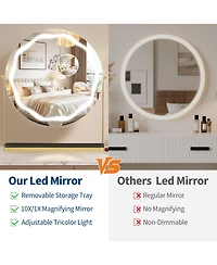 Homfan Led Vanity Mirror with Touch Control, Desktop Makeup Mirror for Bedroom or Bathroom