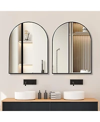 Rainsken 30x40 Inch Arch Bathroom Mirror, Modern Wall Mounted Vanity Mirror with Premium Shatterproof Glass and Anti-Rust Aluminum Frame