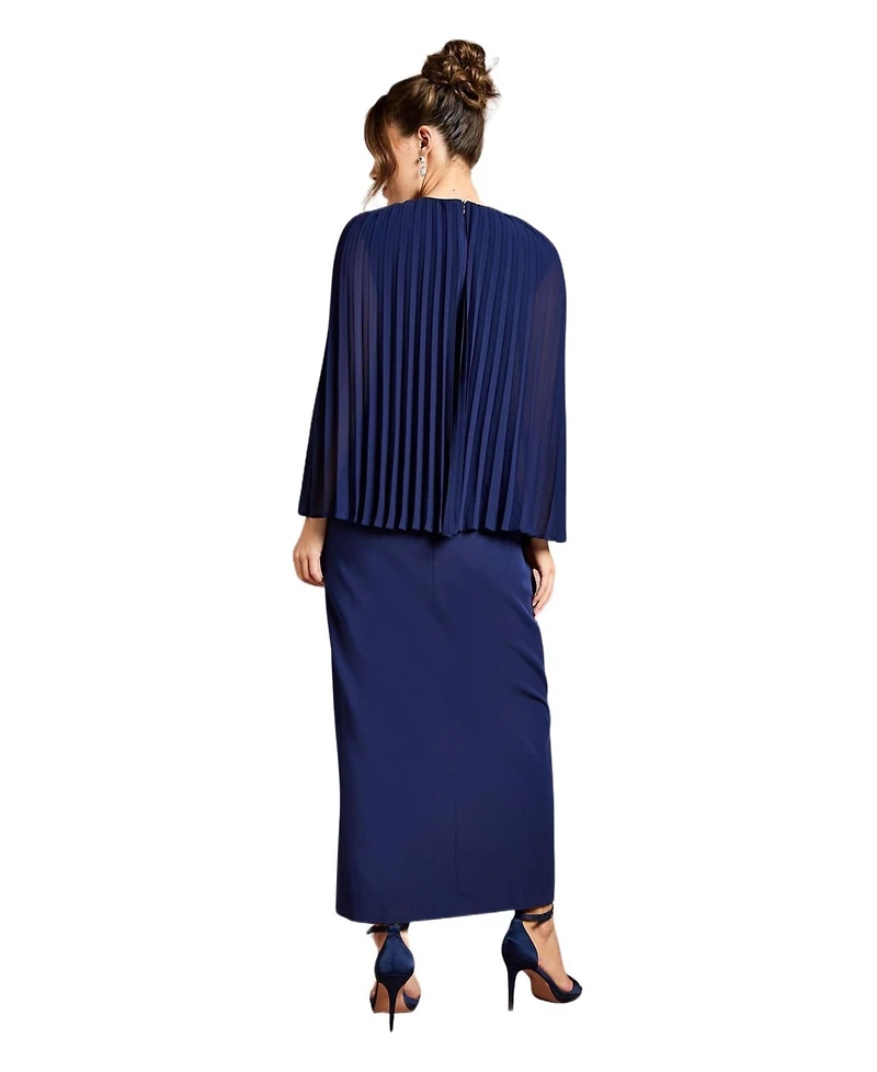Coast Women's Pleated Cape Detail Crepe Pencil Dress