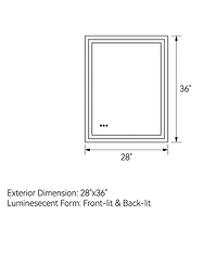 Rainsken 28"36" Led Bathroom Mirror, Anti-fog Vanity Mirror with Front-Lit and Back-Lit, Stepless Dimmable, Shatter-Proof Make Up Mirror