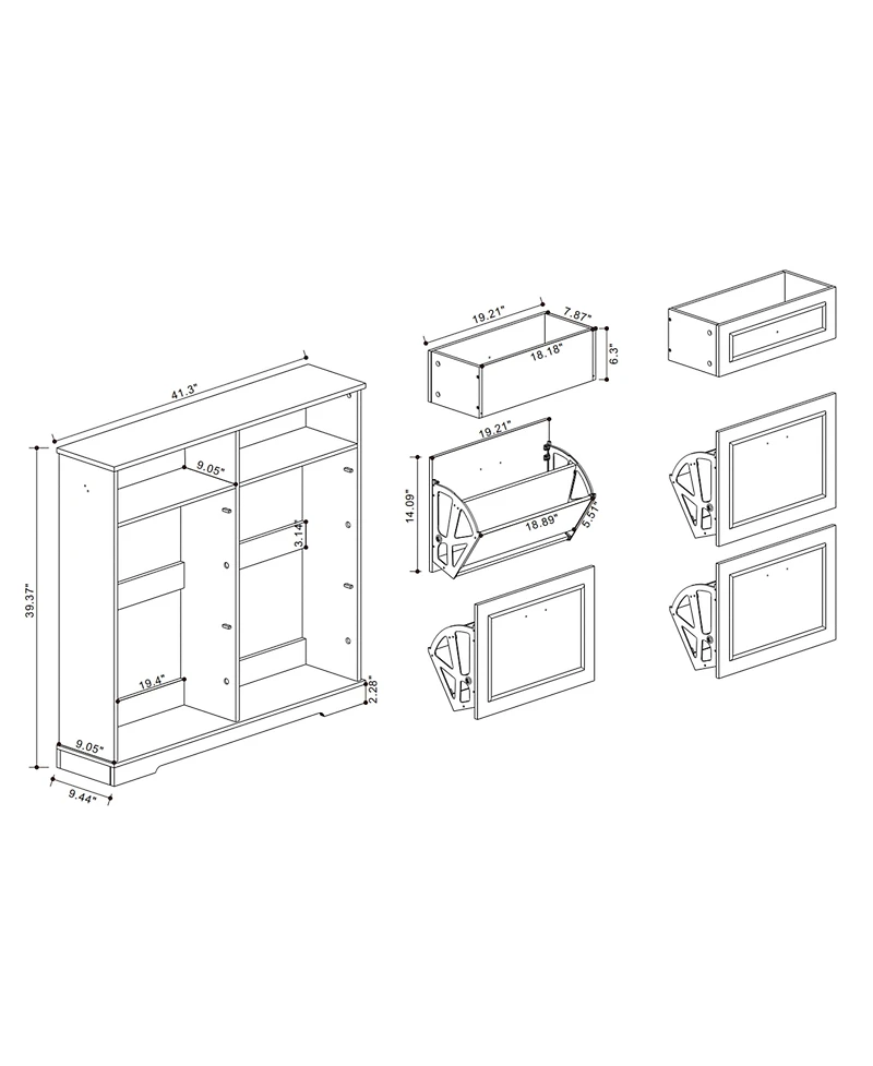 sumyeg Storage Cabinet with 2 Drawers Shoe 4 Flip-Drawers and Adjustable Shelf