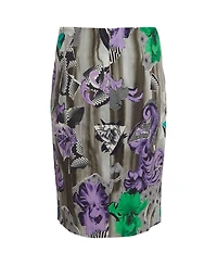 Pre-Owned Versace Women's Collection Multicolour Abstract Print Stretch Crepe Pencil Skirt