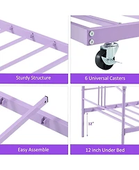 gaomon Twin Metal Daybed with Trundle, 6 Casters