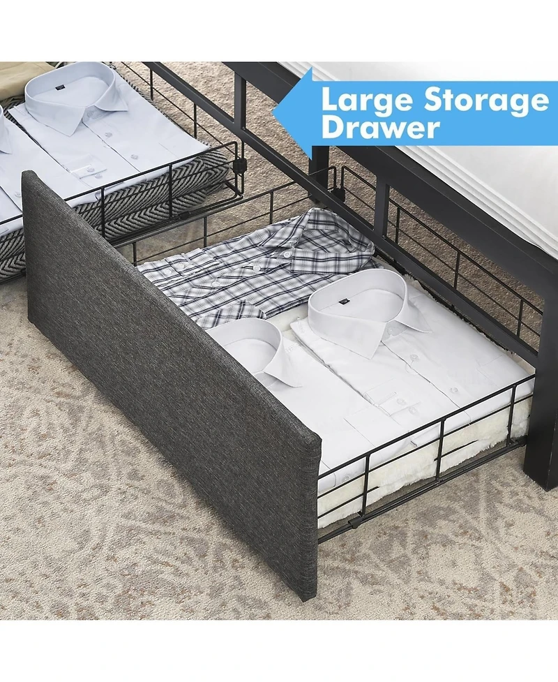 gaomon Queen Upholstered Bed with 2 Drawers And Led Headboard