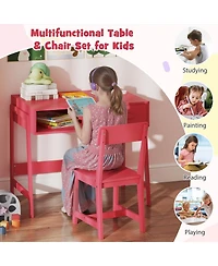 Slickblue Kids Writing Desk Chair Set with Storage Drawer and Hutch