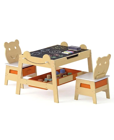 Slickblue Kids Art Desk Table Set with Reversible Chalkboard