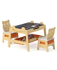 Slickblue Kids Art Desk Table Set with Reversible Chalkboard