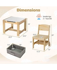 Slickblue 3 in 1 Kids Table and Chair Set with Removable Top and Drawers