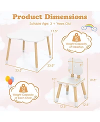 Slickblue Flower Design Kids Table and Chair Set with Wooden Legs