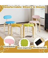 Slickblue Flower Shape Children Play Table Set with Chairs and Stools Wood