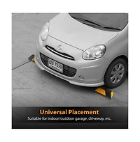 Pyle Vehicle & Car Tire Stops, Heavy-Duty Rubber Blocks, Set of 2