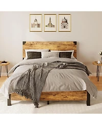 gaomon Full Platform Bed with Wood Headboard