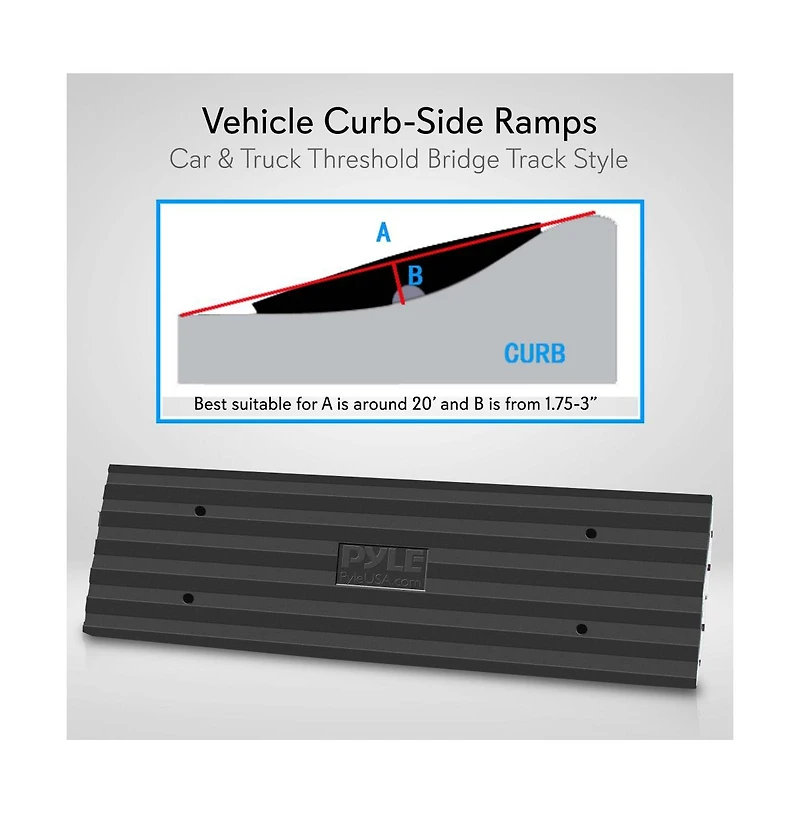 Pyle Driveway Threshold Car Curb Ramp, Single Piece