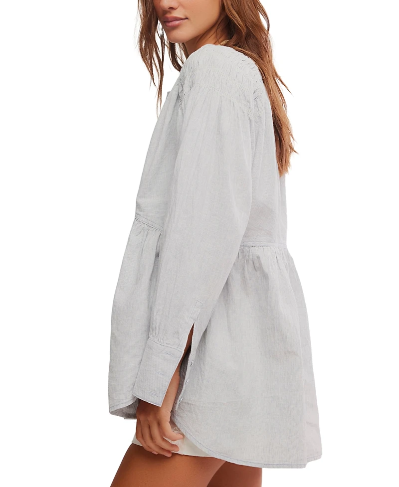 Free People Women's Alana Long-Sleeve Front Button Tunic Top