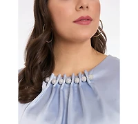 Muse Plus Tucked Beaded Crew Neck Top