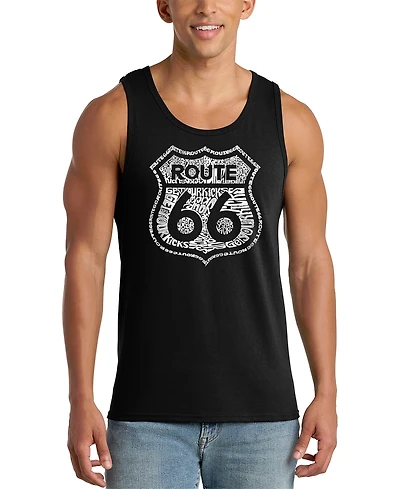 La Pop Art Men's Route 66 Word Tank Top