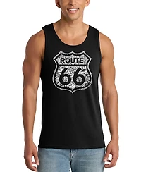 La Pop Art Men's Route 66 Word Tank Top