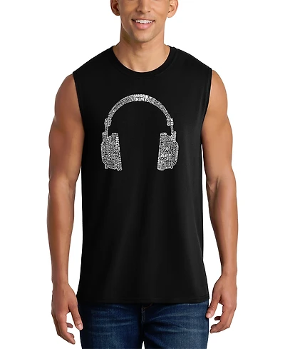 La Pop Art Men's Headphones Typography Music Design Tank Top
