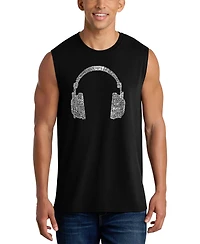 La Pop Art Men's Headphones Typography Music Design Tank Top