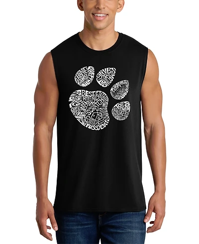 La Pop Art Men's Paw Print Typography Graphic Tank Top