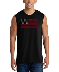 La Pop Art Men's Usa Flag Typography Patriotic Graphic Tank Top