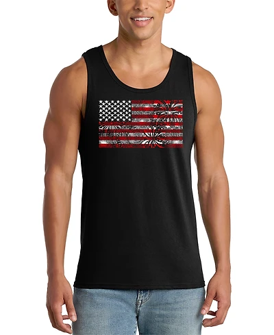 La Pop Art Men's Usa Flag Patriotic Motivational Typography Graphic Tank Top