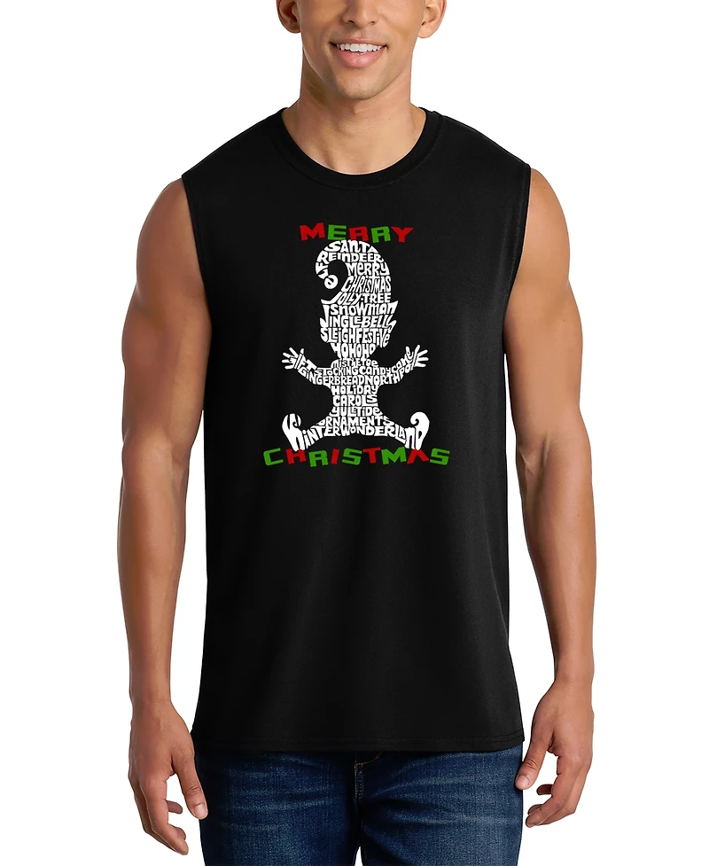 La Pop Art Men's Christmas Dinosaur T-Rex-Shaped Tank Top