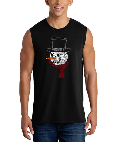 La Pop Art Men's Snowman Top Hat Winter Word Graphic Tank