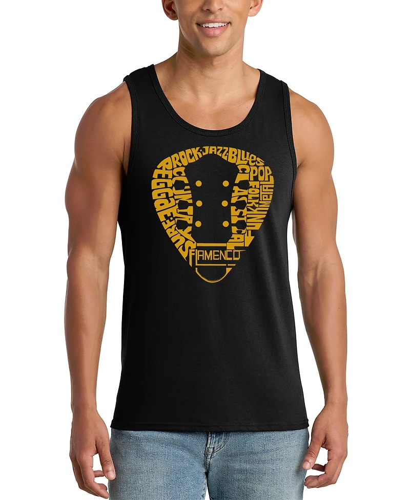 La Pop Art Men's Electric Guitar Neck Circular Word Graphic Tank Top