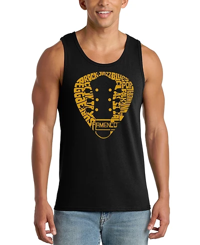 La Pop Art Men's Electric Guitar Neck Circular Word Graphic Tank Top