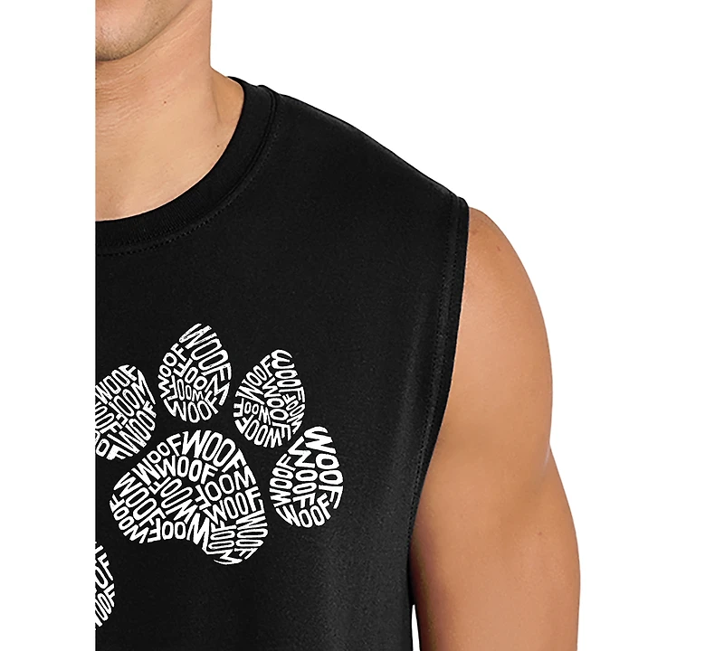 La Pop Art Men's Dog Paw Prints Graphic Tank Top