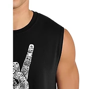La Pop Art Men's Skull Rock Hand Horns Word Graphic Tank Top