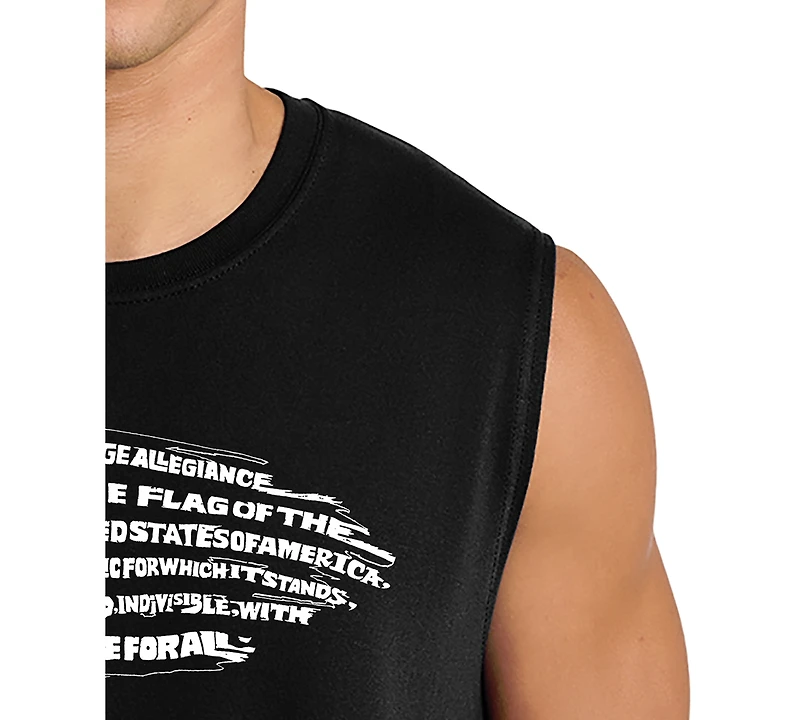 La Pop Art Men's American Flag Text Graphic Tank Top