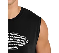 La Pop Art Men's American Flag Text Graphic Tank Top