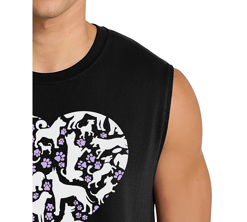 La Pop Art Men's Heart Puzzle Typography Graphic Tank Top