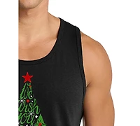 La Pop Art Men's Merry Christmas Tree Typography Graphic Tank Top