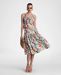 Avec Les Filles Women's Linen-Blend Side Tie Midi Skirt