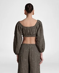 Avec Les Filles Women's Long-Sleeve Crop Top
