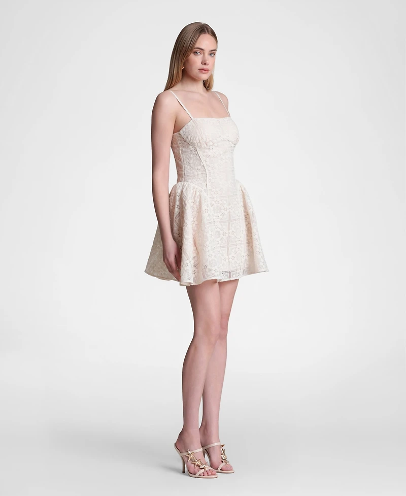 Avec Les Filles Women's Cotton Sweetheart Neck Mini Dress