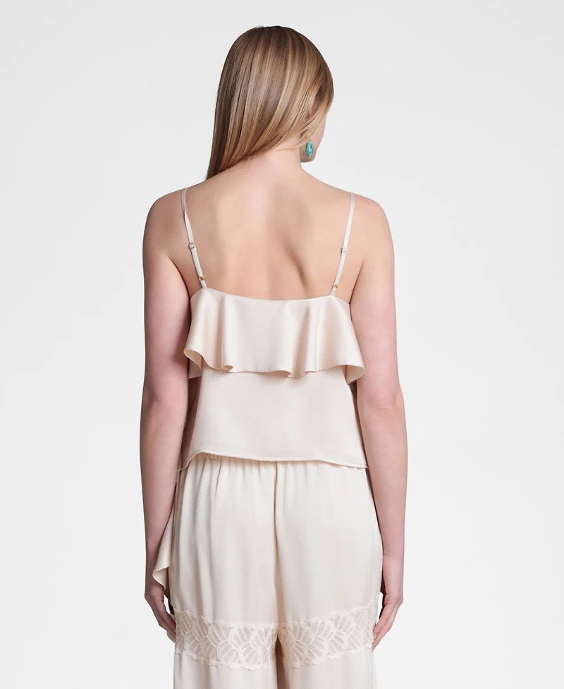 Avec Les Filles Women's Asymmetrical Ruffle Cami Top