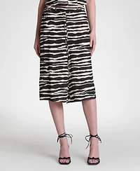 Avec Les Filles Women's Viscose-Blend Elastic Waist Wide Culottes