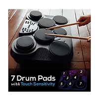 Pyle Electronic Table Digital Drum Kit Top with 7 Pad Digital Drum Kit