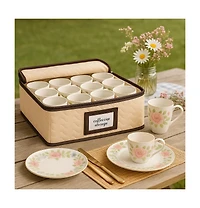 Florida Brands Quilted Microfiber China Organizer Box with Dividers - Protects & Organizes Up to 12 Pieces