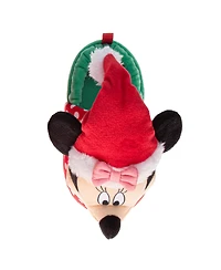 Disney Minnie Mouse Girls' Christmas Slippers Cozy, Plush, and Festive Santa House Shoes (Toddler Sizes 5-10 / Little Kid 11-12)